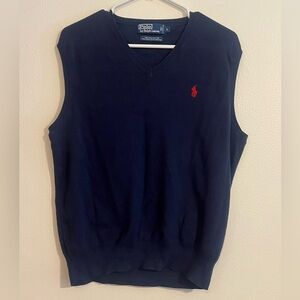 Polo by Ralph Lauren Men's Dark Blue Sweater Vest Size L Pima Cotton